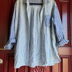 Old Navy Blue and White Striped Shirt